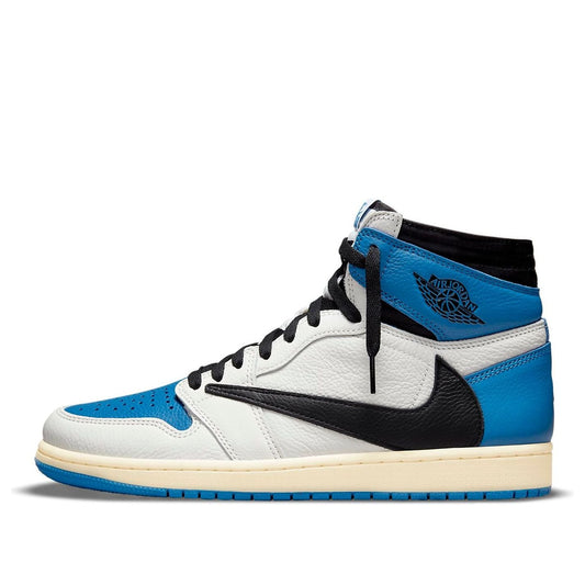 Air Jordan1 Retro High x Fragment Design x Travis Scott 'Sail Black Military Blue'